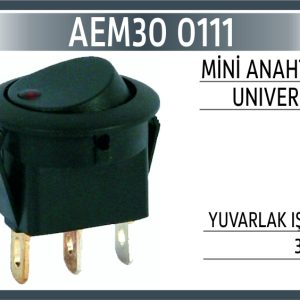 MİNİ ANAHTAR UNIVERSAL YUVARLAK IŞIKLI 3 PİN
