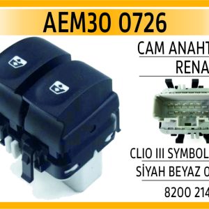 CAM ANAHTARI RENAULT CLIO III SYMBOL SOL SİYAH BEY